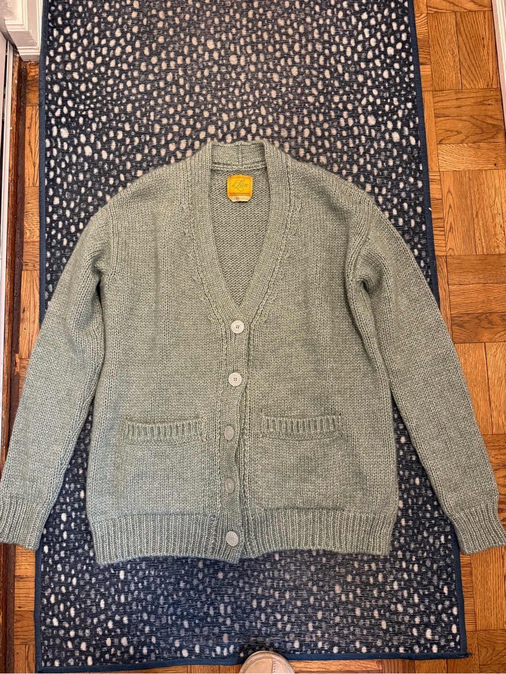 Le Lion Italian Wool Cardigan M/L Sparkle Seafoam